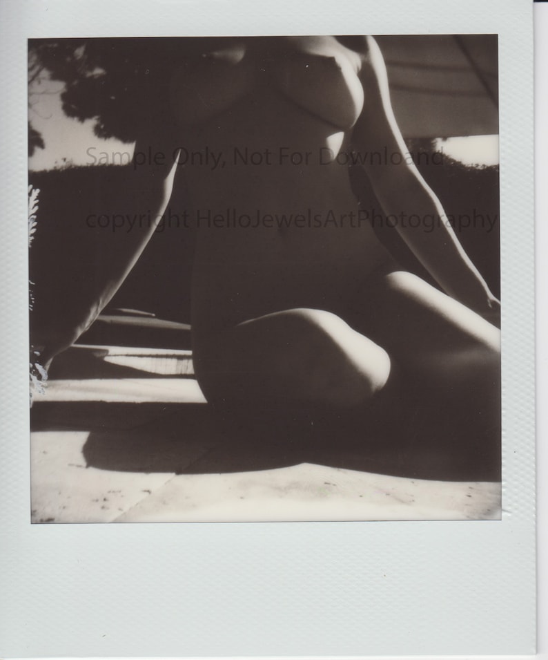 Seated Nude Black and White Nude Polaroid Film Print image 1