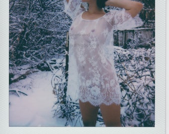 White Lace in the Snow - Semi-Nude Polaroid Film Print