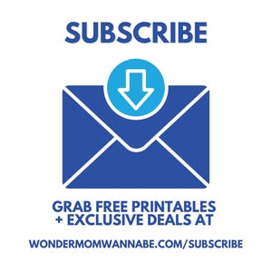 Call-to-action for subscribing to free printables and exclusive deals.