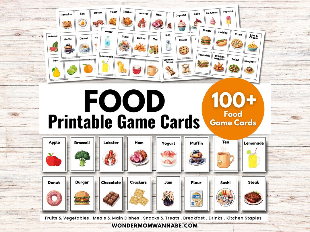 Food Printable Game Cards | Food Flash Cards | 20 Questions Game ...