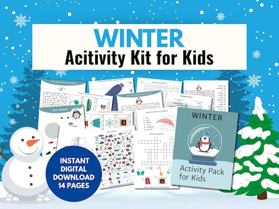 Winter Activity Kit for Kids | Printable Winter Games & Puzzles | Screen Free Fun, Indoor Winter Learning Kit, Snow Day Activities