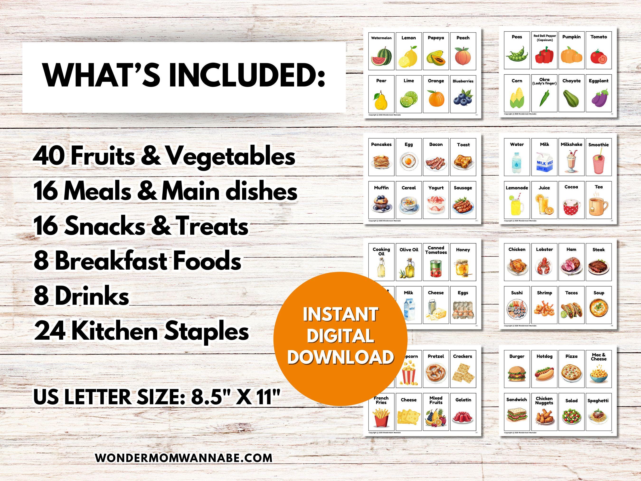 Food Printable Game Cards | Food Flash Cards | 20 Questions Game ...