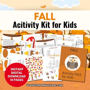 Kit de actividades de otoño para niños / Manualidad de calabaza imprimible, rompecabezas y laberintos / Diversión otoñal sin pantallas / Actividades de otoño para niños (descarga en PDF)