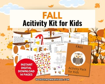 Fall Activity Kit for Kids | Printable Pumpkin Craft, Word Puzzles, and Mazes | Screen-Free Autumn Fun | Kids Fall Activities PDF Download