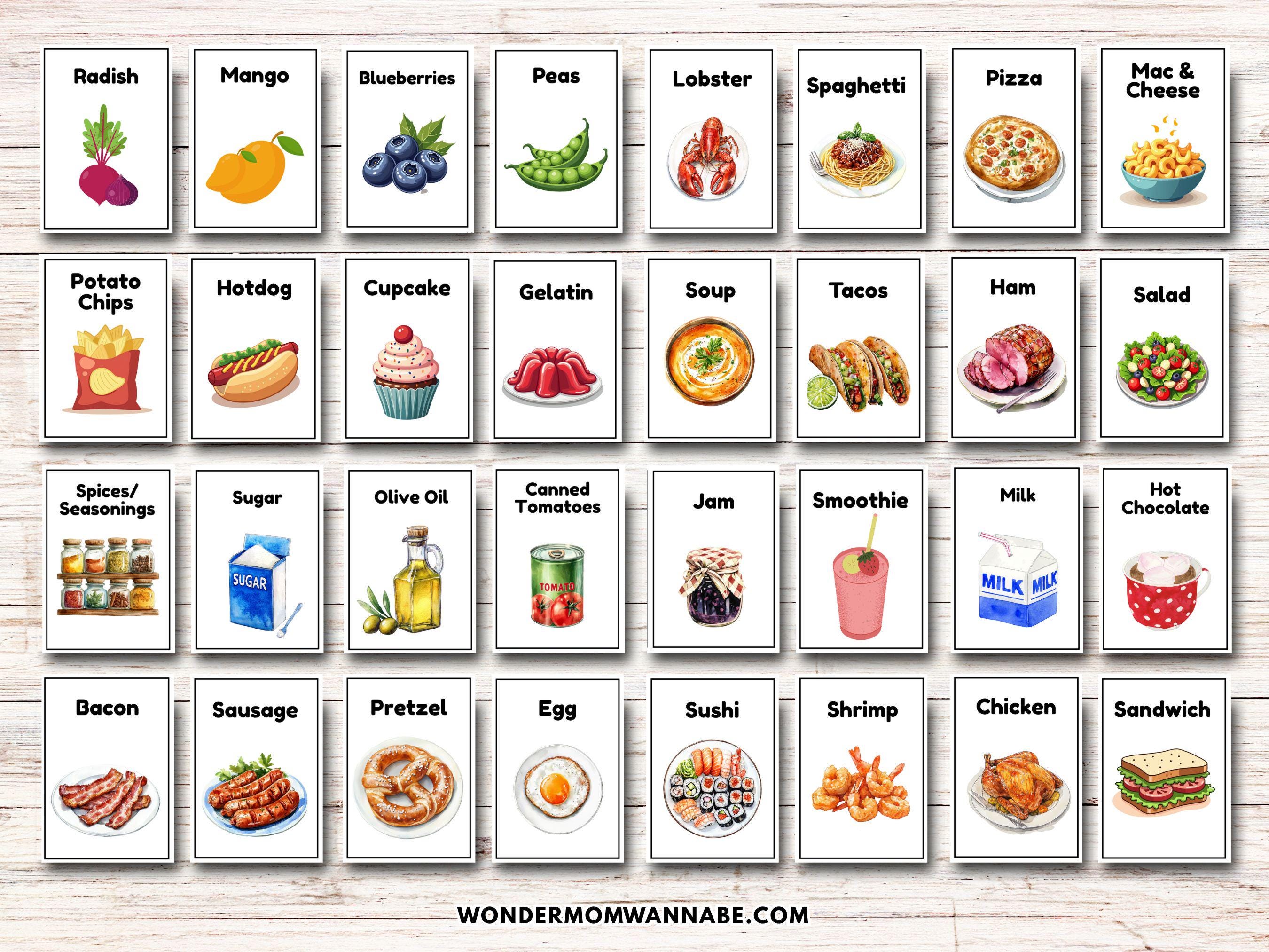 Food Printable Game Cards | Food Flash Cards | 20 Questions Game ...