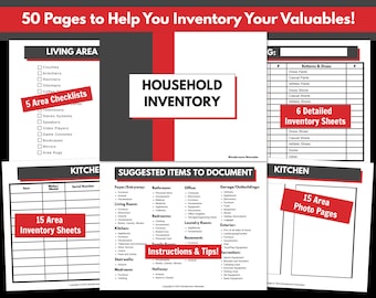 Home Inventory Workbook: Fillable PDF with Photo Pages (Digital Download)
