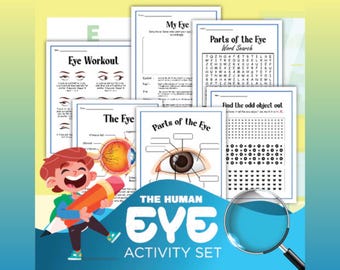 Activiteitenset menselijk oog | Afdrukbare werkbladen voor ooggrafieken en diagrammen | Visieleeractiviteit voor kinderen | Schermloze wetenschap-pdf