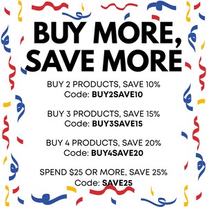 Promotional flyer offering discounts for purchasing multiple products.