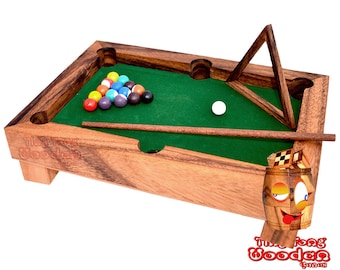 Table Billiard small Tisch Billiard in der Office Version Holz Billiard Entertain Game für Jung und Alt Holzspiel mit Maßen 19,0x28,0x5,5cm