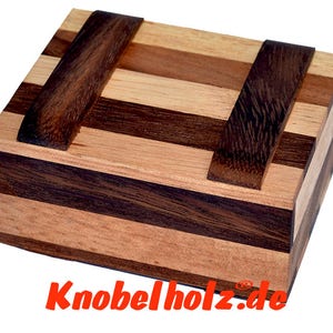 Coffret secret de secrètes boîte 2 couleurs dans la conception fine pour les petits cadeaux ou argent avec knobel de casse-tête en bois de dimensions 7,5 x 9,5 x 4,6 cm
