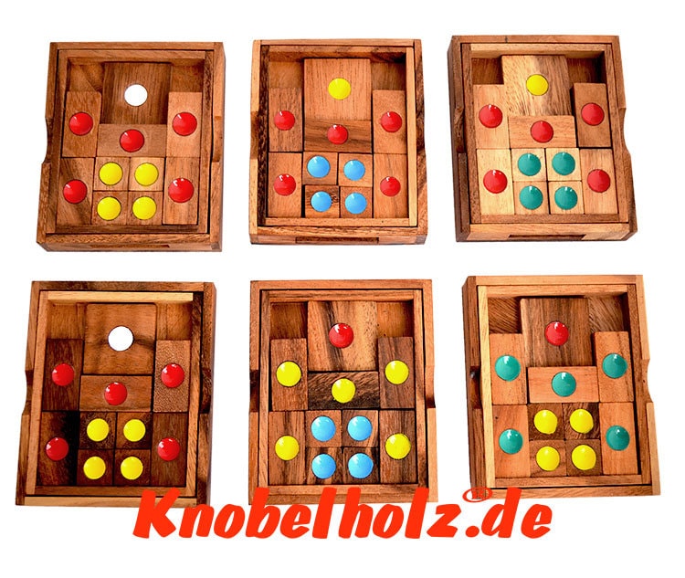 Slide 15 Schiebespiel Denkspiel Knobelspiel Geduldspiel aus Holz gelbe Zahlen 