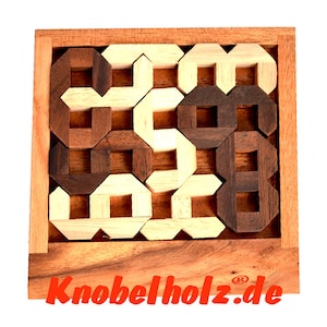 Nummern Puzzle von 1 bis 9 Holzpuzzle für Kinder spielend rechnen lernen mit Puzzle aus Holz Knobelholz in Maßen 14x14,2x1,5cm brain teaser