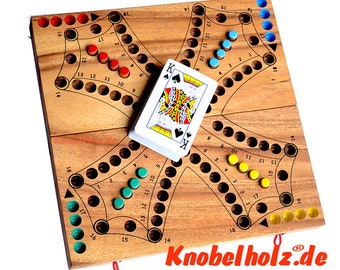 Tock Tock game for 4 players, exciting puzzle wood family game made of wood with playing cards an entertainment game board game family game