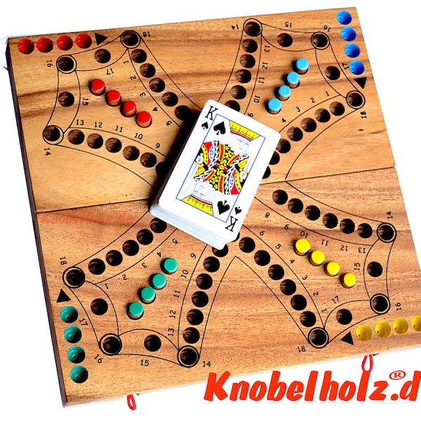 Tock Tock game for 4 players, exciting puzzle wood family game made of wood with playing cards an entertainment game board game family game