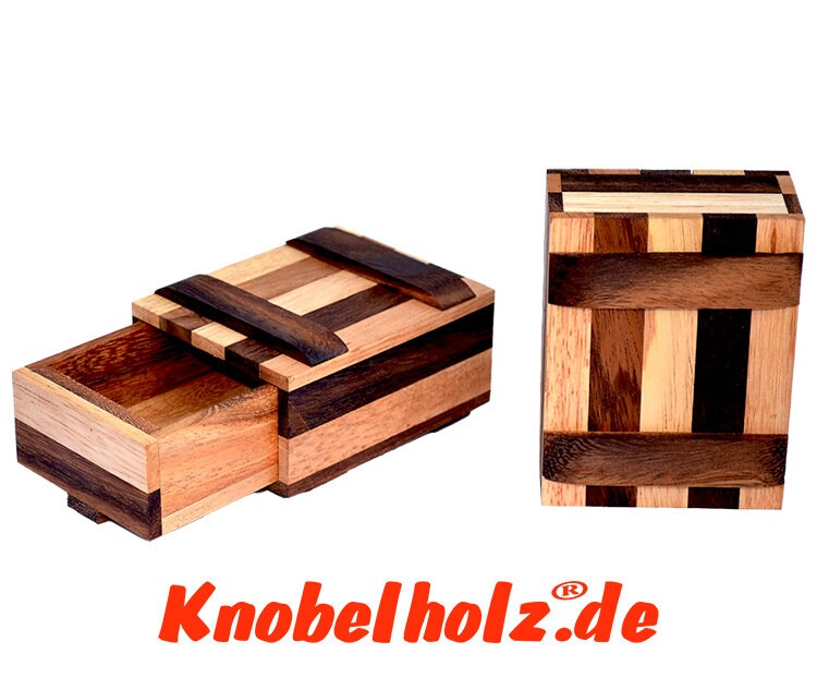 Secret Box – Geheime Geschenkbox Aus Holz Mit Knobel-Trick, Geld- Oder Ringsafe, 9,2 X 7,4 X 4,4 Cm