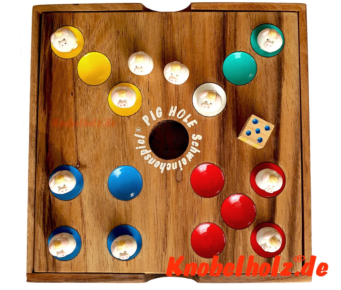 Pig Hole Pig Game Original Knobelholz Family Dice Game For Etsy