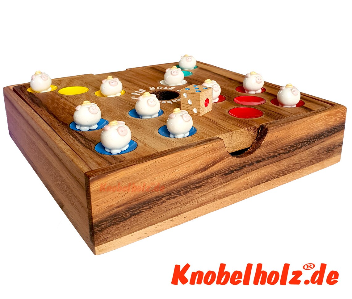 Pig Hole Pig Game Original Knobelholz Family Dice Game For Etsy