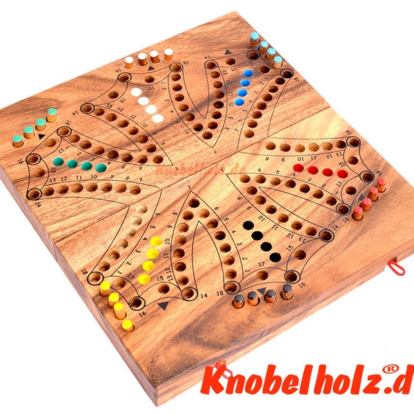 Jeu Tock Tock pour 6 joueurs, le jeu familial amusant Knobelholz.de en bois avec cartes à jouer, jeu de divertissement, jeu d'équipe, jeu de société