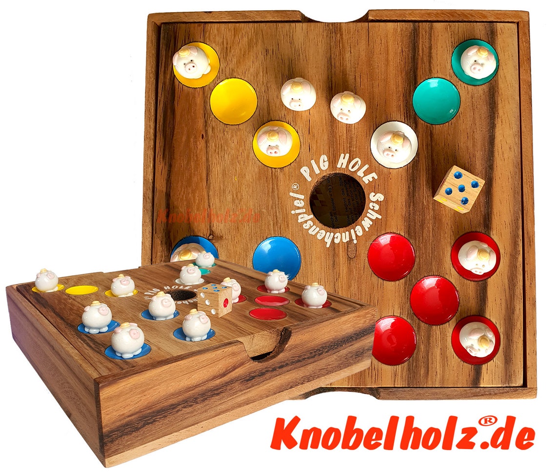 Pig Hole Pig Game Original Knobelholz Family Dice Game For Etsy