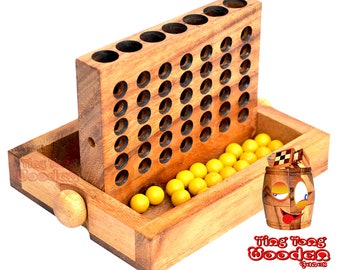 Vier in einer Reihe small Kugeln Ting Tong Games Connect Four Strategiespiel Gewinn mit 4 für 2 Spieler in der Größe 16,5 x 13,5 x 3,0 cm