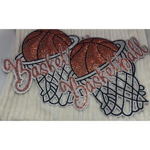 Antal 2 - Glittrande paljettbasketmärke Stor storlek 25 x 25 cm NY