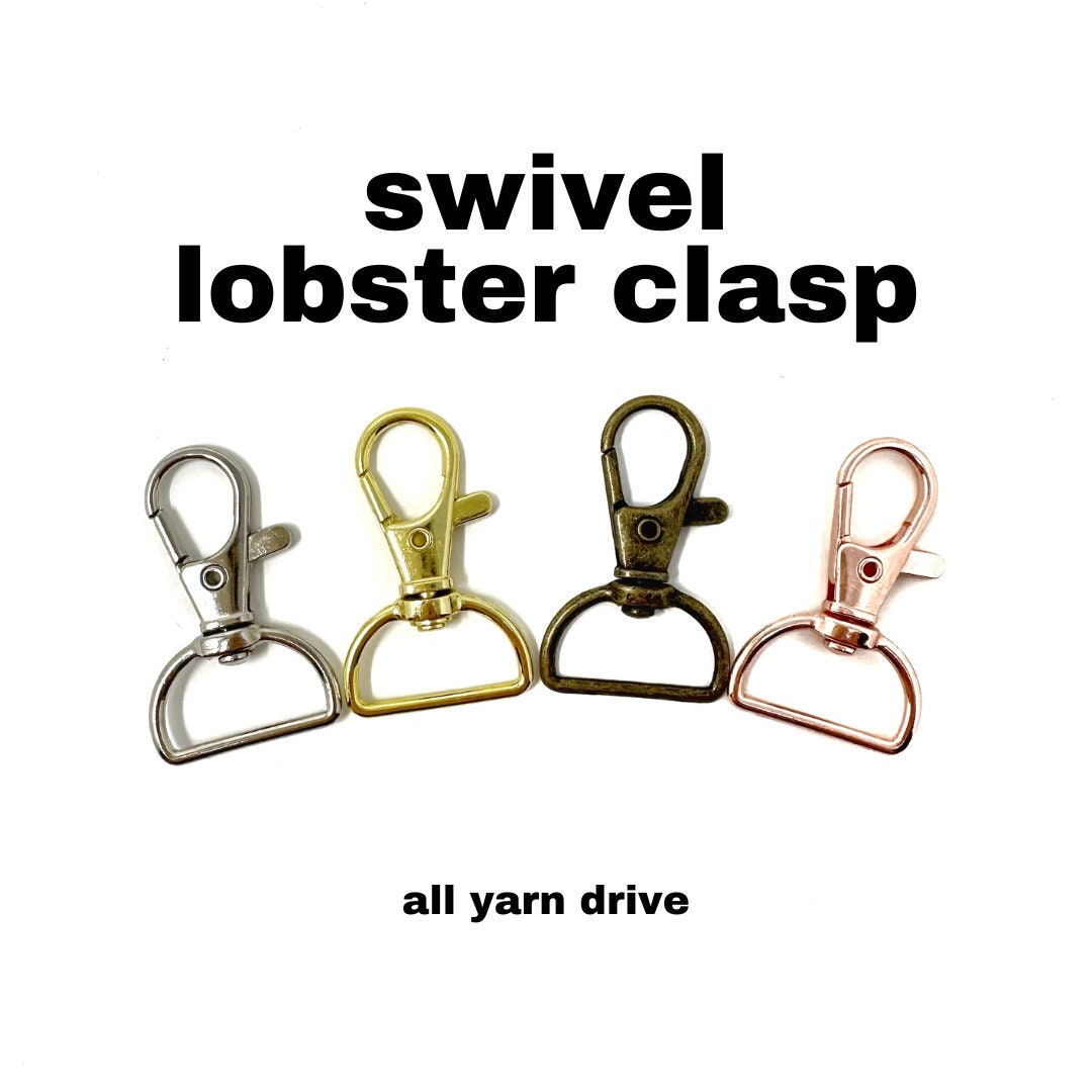 Metal Swivel Clasps Lobster Claw Clasp Lanyard Snap Hook (100 Pack) 1 5/8”  x 1” (Wide 3/4” D Ring) with Key Rings - Jewelry Findings or Sewing