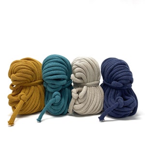 BOBBINY Jumbo 9mm Braided Recycled Cotton Cord, Macrame Cord, Crochet Cord, Giant Cotton Rope, Craft Cord  65ft/22 yards/ 20 meters