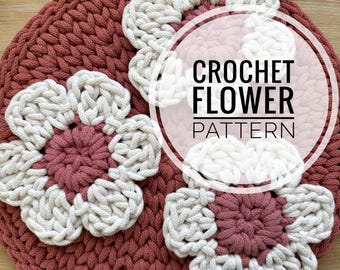 Crochet Flower Coaster Pattern and Video Instructions – PDF Digital Download | Beginner-Friendly Modern Cotton Cord | Instant Download