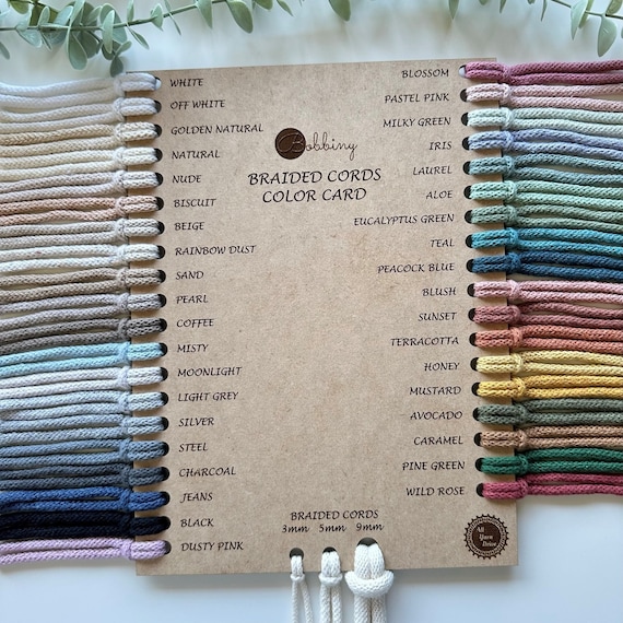 5mm Lovely Cottons Braided Cotton Cord SAMPLES, Recycled Braided Cotton Cord,  Craft Cord 16 Ft/5.5 Yards/5 Meters, Macramé, Crochet Cord 