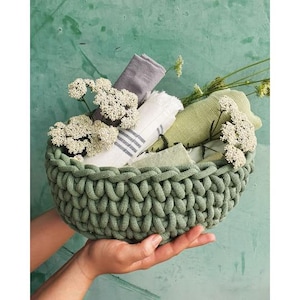 Digitalt mönster för hur man virkar en jumbokorg med flätad bomullssnöre