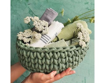 Pattern Digital on How to Crochet Jumbo Basket with Bobbiny braided cotton cord