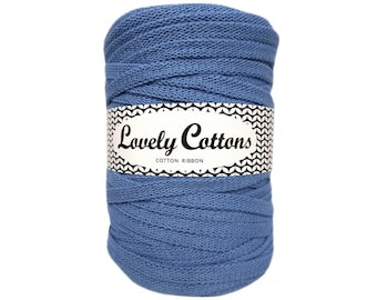 Lovely Cottons BlueTape Cotton Ribbon Yarn, Cotton Tube Cord 1/4 inch wide/ 10 MM, 328 ft-100 meters-108 yards