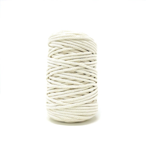 5mm Braided Recycled Cotton Cord NATURAL, Recycled  Braided Cotton Cord, 328 feet, Macramé Cord, Crochet Cord,  Weaving Cord