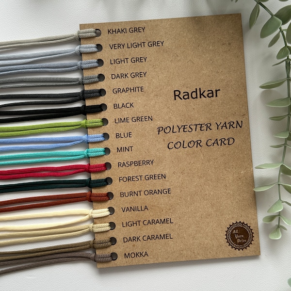 Radkar Polyester Cord Color Card/Palette Card/Chart/Macrame Cord Card/Proofgrade Braided Cord Color Card