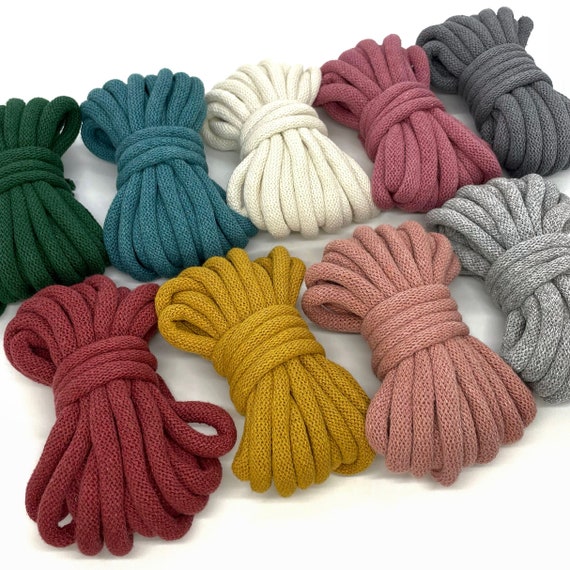 9mm BOBBINY Braided Recycled Cotton Cord SAMPLES 16 Ft/5.5 Yards/5 Meters,  Macramé Cord, Chunky Yarn, Cotton Rope, Craft Cord 