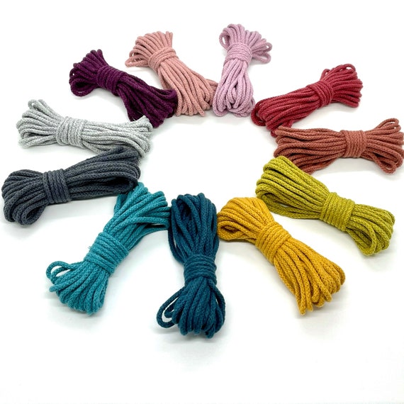 BOBBINY 3mm Braided Cotton Cord SAMPLES, Braided Cor for Macramé