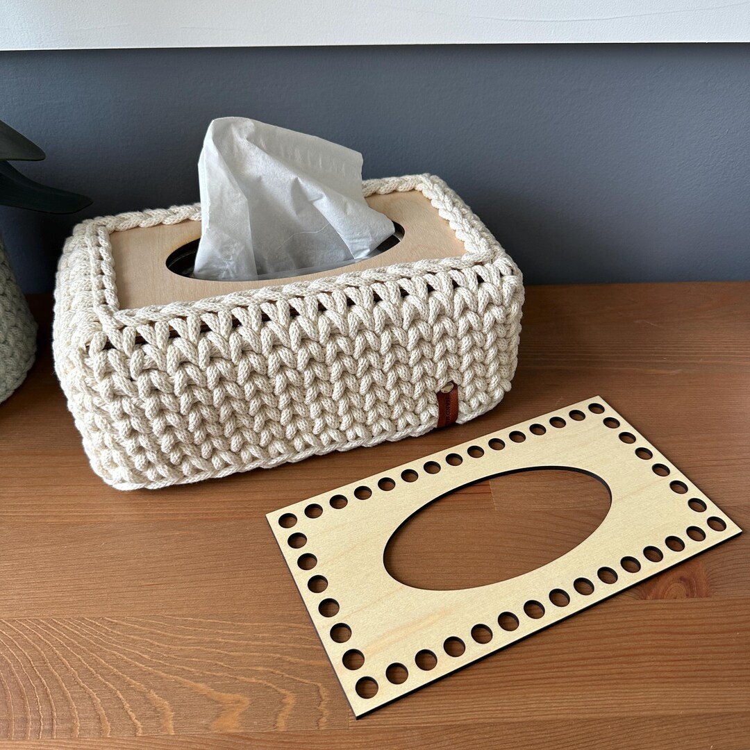 Wooden Tissue Box Base for Crochet Cover, 10mm Pre-drilled Holes ...