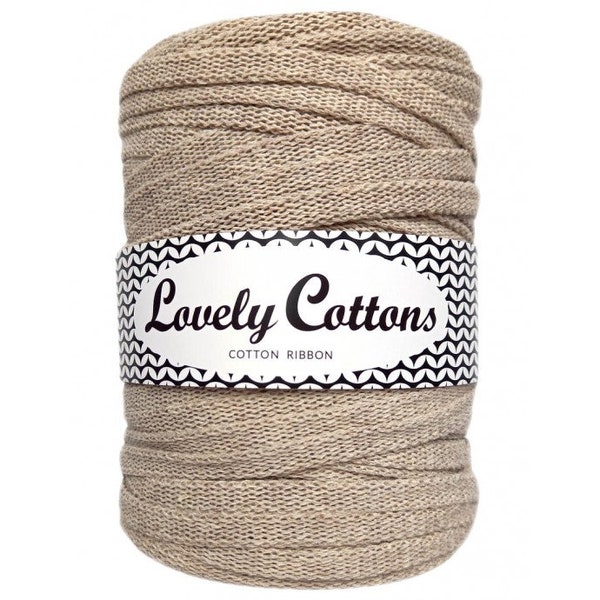 Lovely Cottons Cappuccino Tape Cotton Ribbon Yarn, Cotton Tube Cord 1/4 inch wide/ 10 MM, 328 ft-100 meters-108 yards