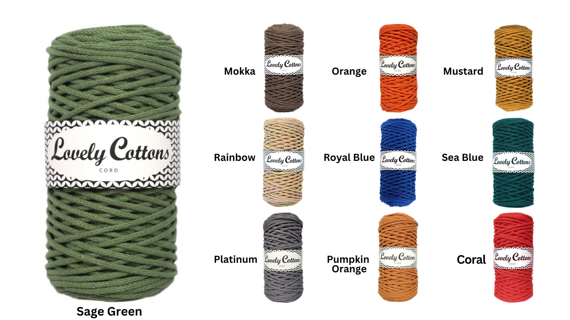 Braided Cotton Cord 5mm 100m, 46 Colors, Crochet Cord, Macrame Cord,  Macrame Yarn, Premium Yarn, Macrame Rope, Sznurkomania (Light Green)