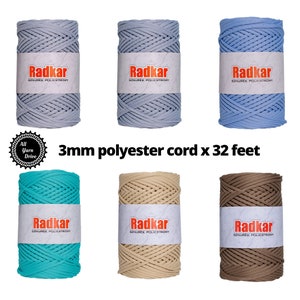 Polyester Cord. 5mm Polyester Cord. Polyester Macrame Yarn 5mm