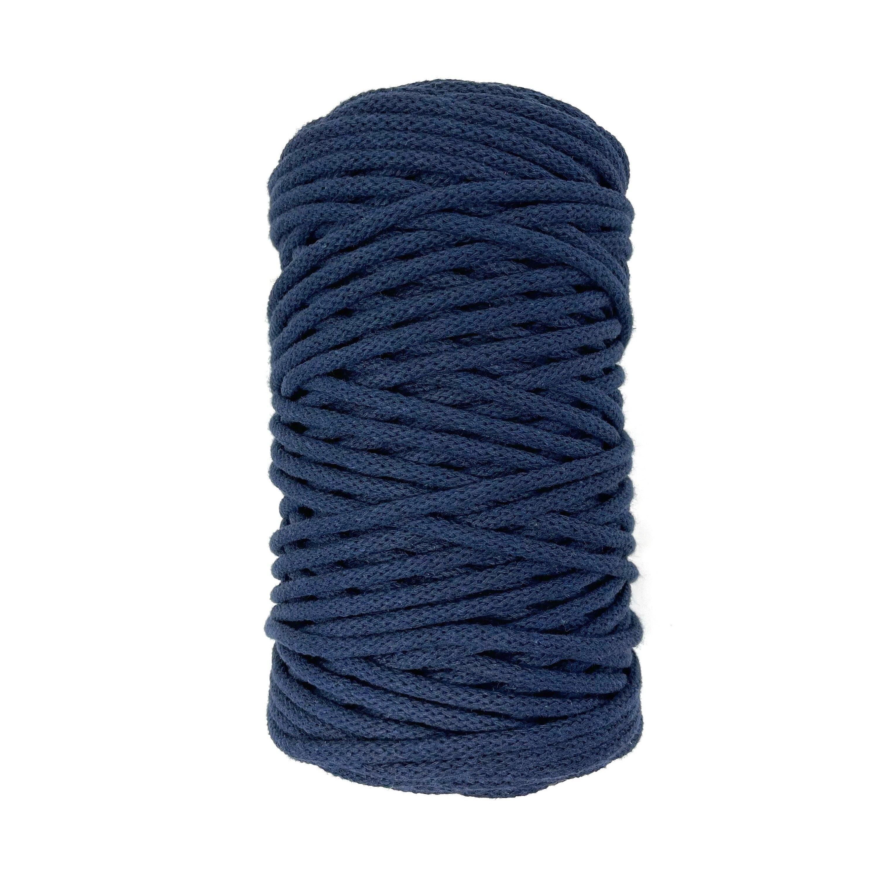 5mm Braided Recycled Cotton Cord NAVY BLUE, Recycled Braided Cotton Cord,  328 Feet, Macramé Cord, Crochet Cord, Weaving Cord 