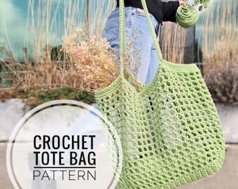 Crochet Summer Tote Bag PDF Pattern I Bobbiny 3mm cotton braided cord