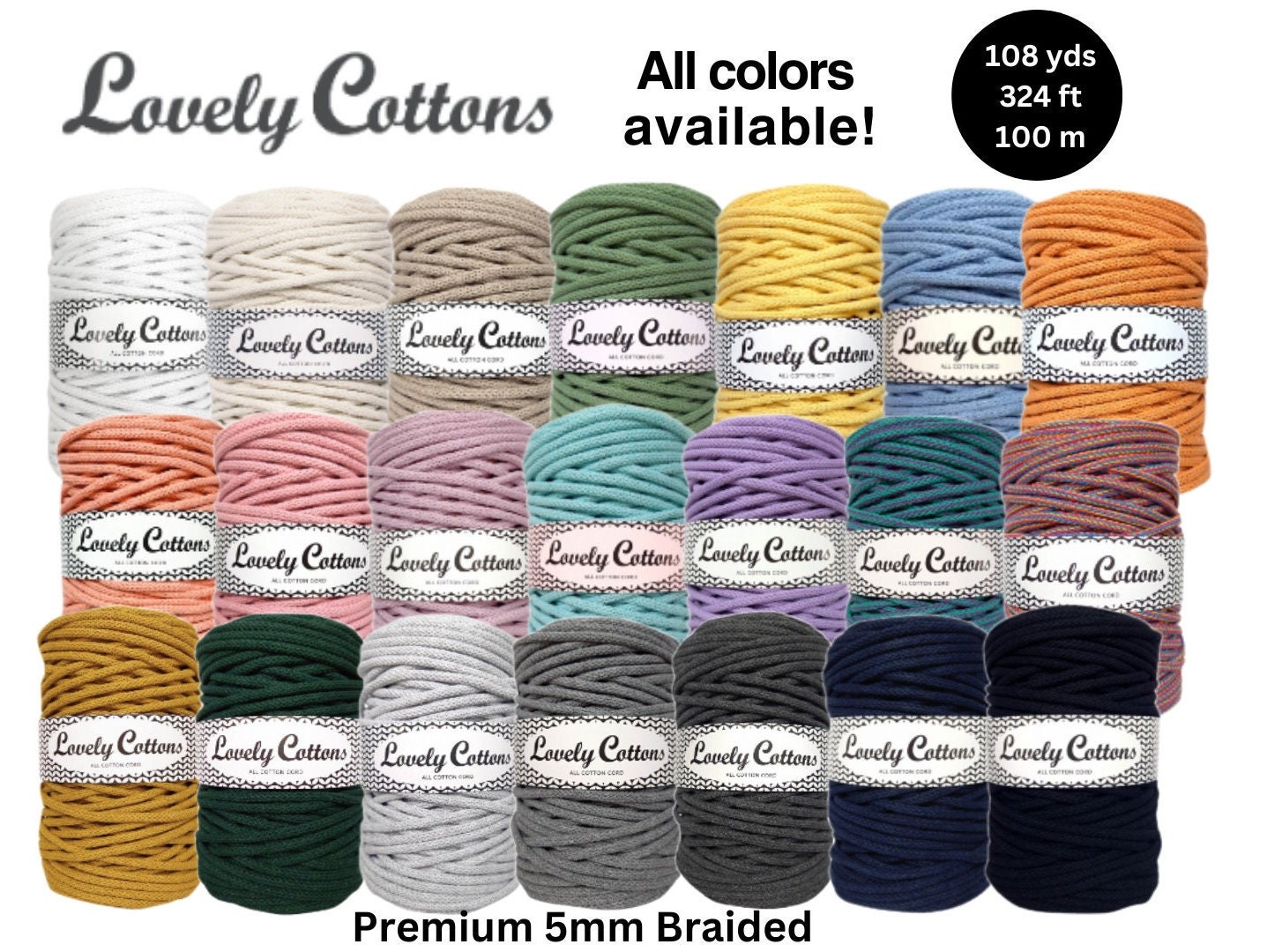 GANXXET Soft Cotton Cord 2mm, Macrame 2mm Single Strand Cord, 2mm