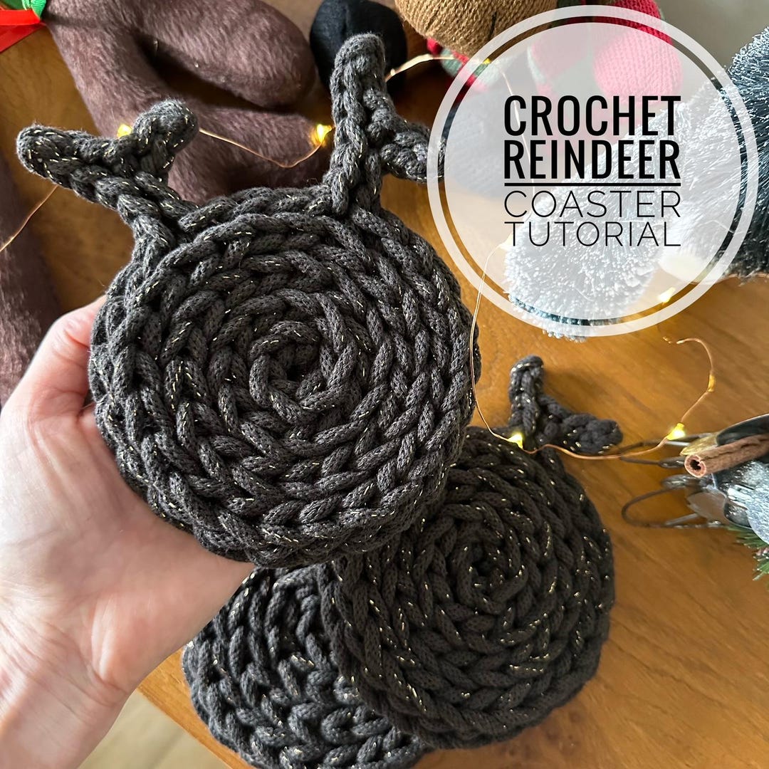 Crochet Reindeer Coaster Video Tutorial | Crochet Christmas Ornament I ...