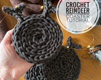 Crochet Reindeer Coaster Video Tutorial | Crochet Christmas Ornament I Handmade Gift I Christmas Gift Card Holder