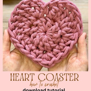 Digital Crochet HEART Coaster Dowload Video Tutorial only | DIY Crochet Coaster I Handmade Gift