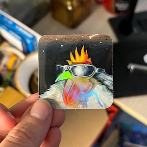 ¡Pegatina de pollo disco!