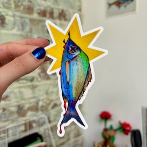 Adesivo pesce morto / Fustellato lucido con supporto facile da staccare