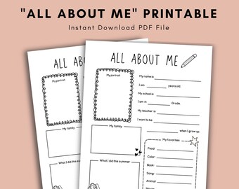 All About Me Back To School Printable Activity (PDF)