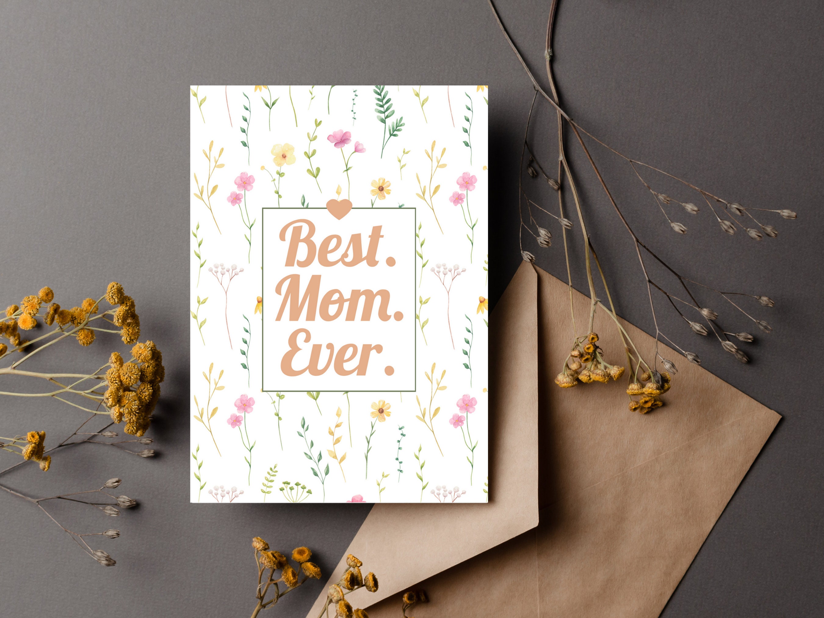 Mother's Day Card Printable Floral DIY Mothers Day Card 5x7 Blank ...